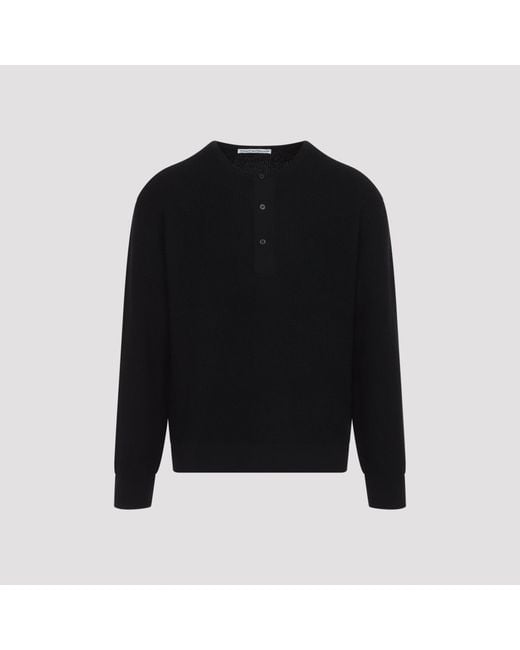 Studio Nicholson Black Corine Merino Wool & Cashmere Henley Jumper for men