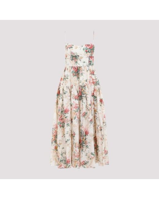 Erdem Natural Strappy Tier Fit And Flare Midi Dress