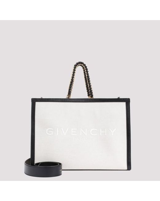Givenchy White Medium Framed Tote With Chain Unica