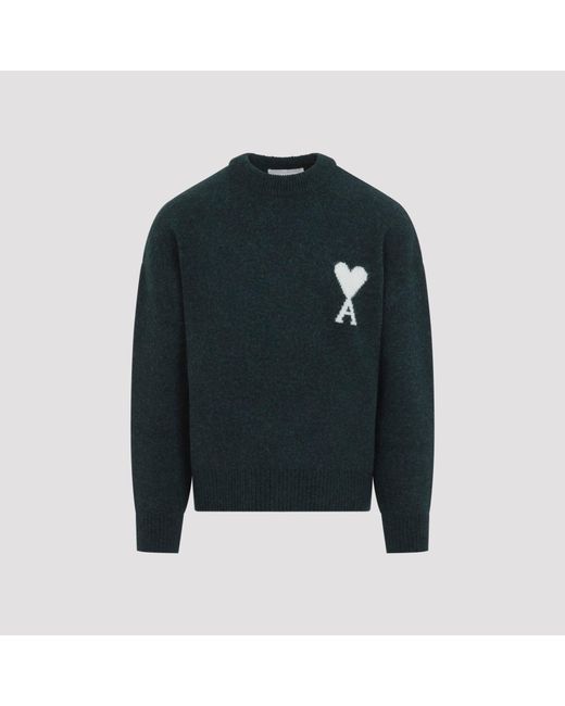 AMI Black Alpaca Blend Pullover Sweater for men