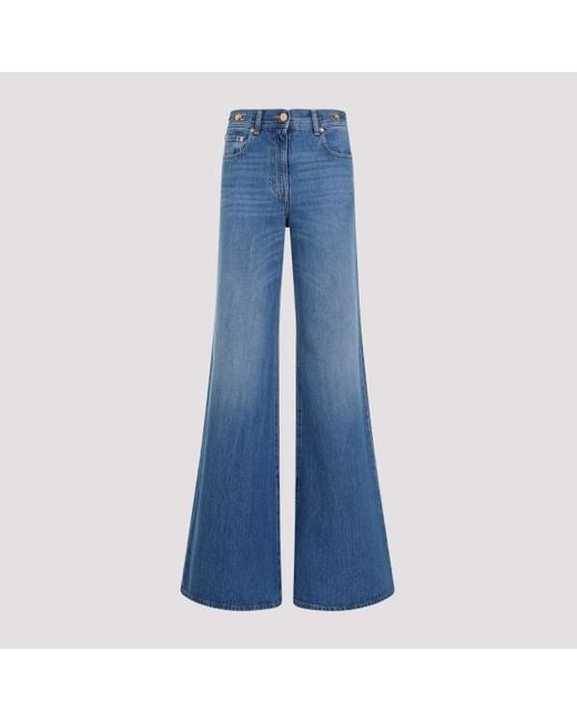 Versace Blue Flared Denim Stone Wash Jeans