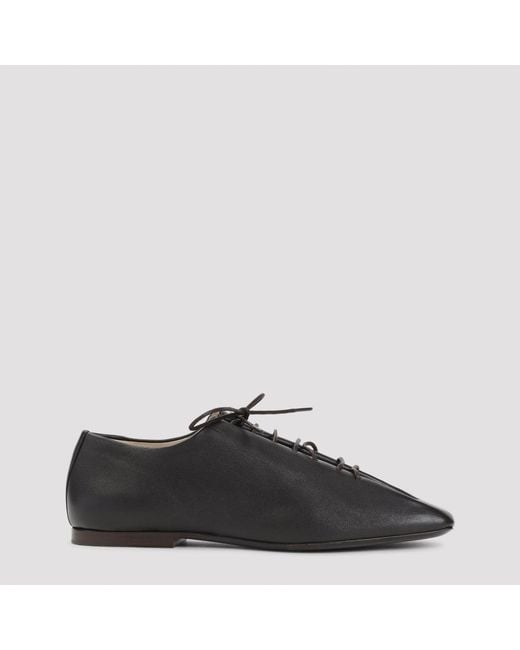 Lemaire Black Classic Leather Derbi Flat Lace-Up Shoes