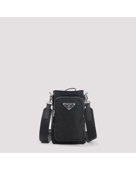 Prada Black Re-Nylon Phone Holder for men
