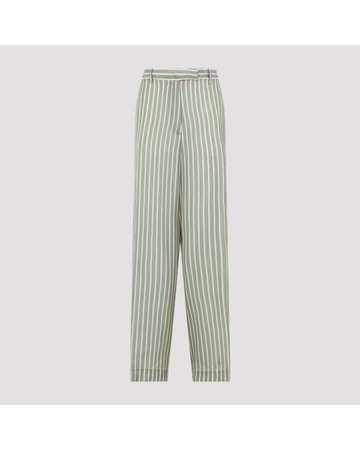 Dries Van Noten Green Pen Cupro Pants