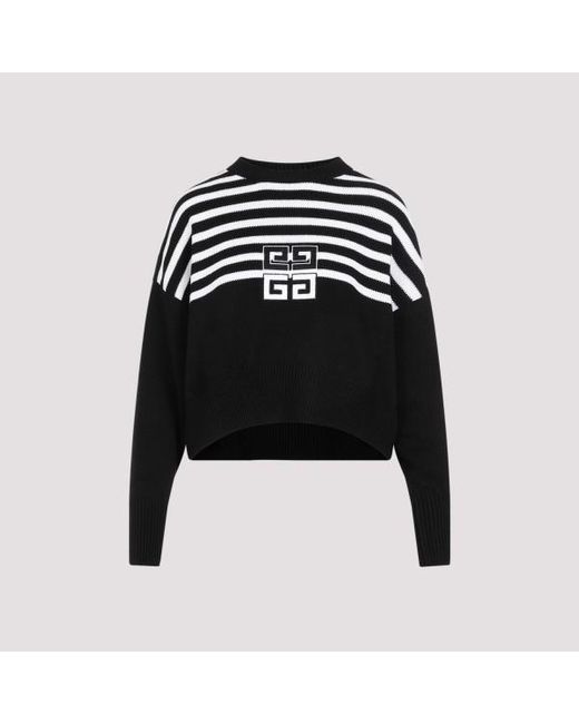 Givenchy Black Pullover With Striped Pattern And 4g Logo