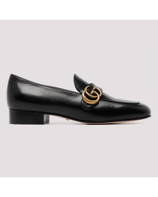 Gucci Black Marmont Logo-detail Leather Loafers