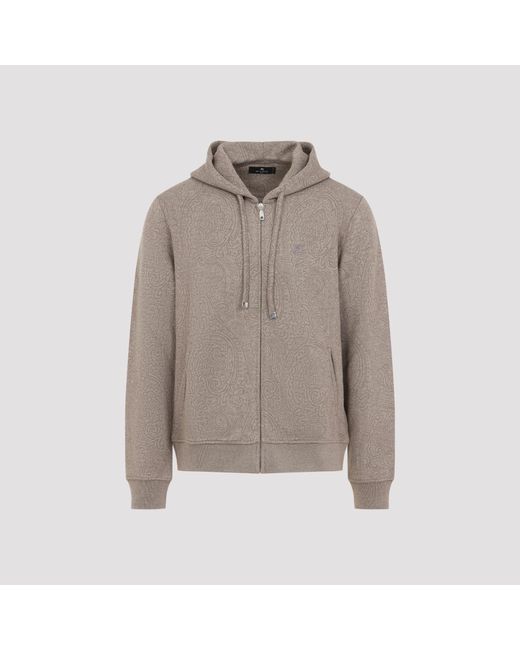 Etro Gray Zipped Hoodie for men