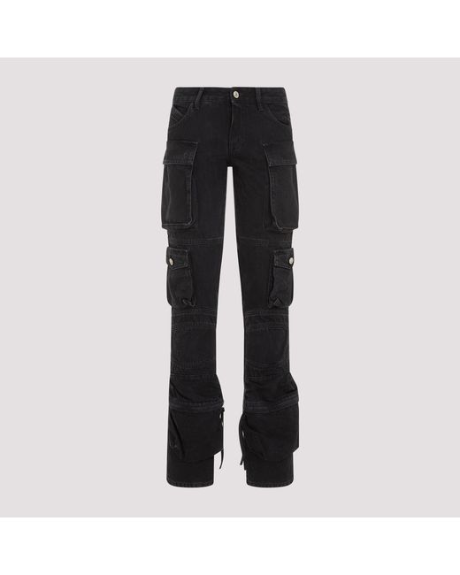 The Attico Black Chic High-Waisted Cargo Jeans For