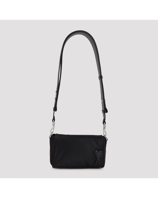 AMI Black Mini Marcel Lunch Box Polyamide Shoulder Bag (19Cm X 10Cm X 5Cm) for men