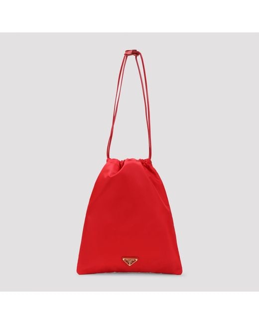 Prada Red Re-Nylon Pouch Handbag Shoulder Bag With Dimensions W29Cm H35Cm D5Cm
