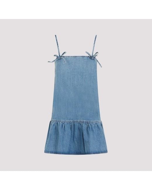 Ganni Blue Strap Denim Mini Dress