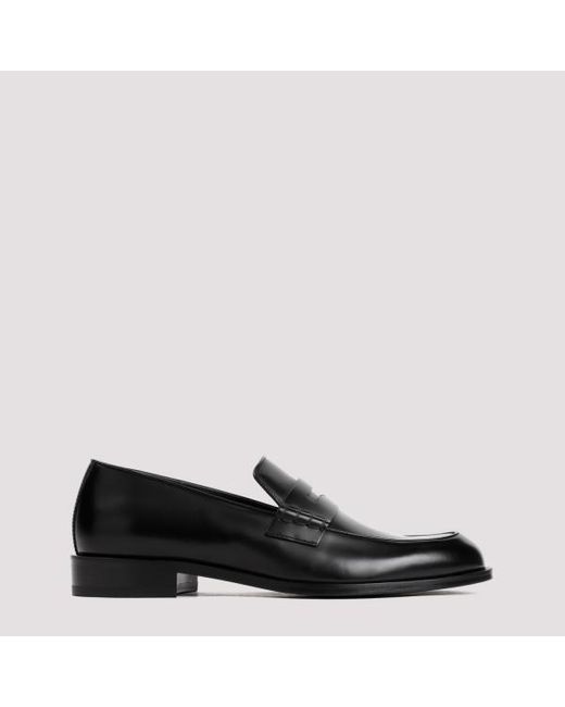 Giorgio Armani Black Bull Leather Loafers for men