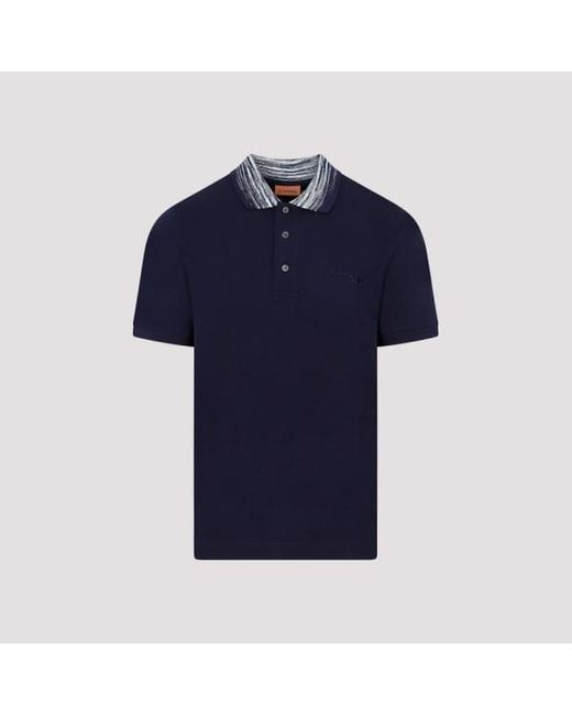 Missoni Blue Cotton Polo T-shirt for men