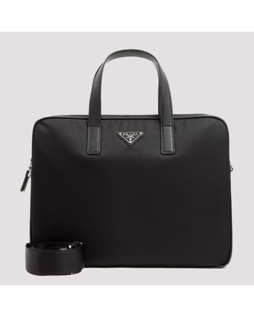 Prada Synthetic Re-nylon Saffiano Leather Briefcase in Black for Men | Lyst