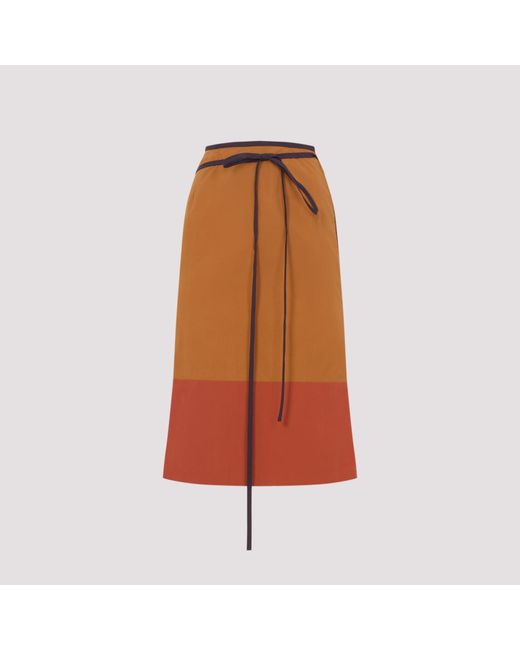 Saint Laurent Orange Nylon Midi Skirt