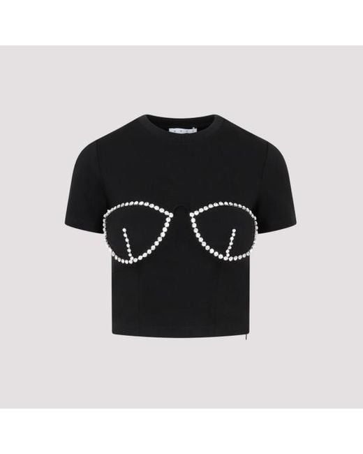 Area Black Crystal Bustier Cup T-shirt