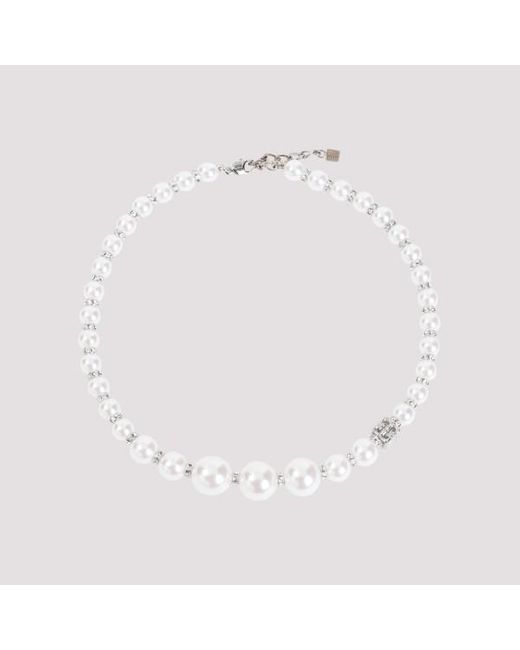 Givenchy White Pearl Crystal Degrade Short Necklace