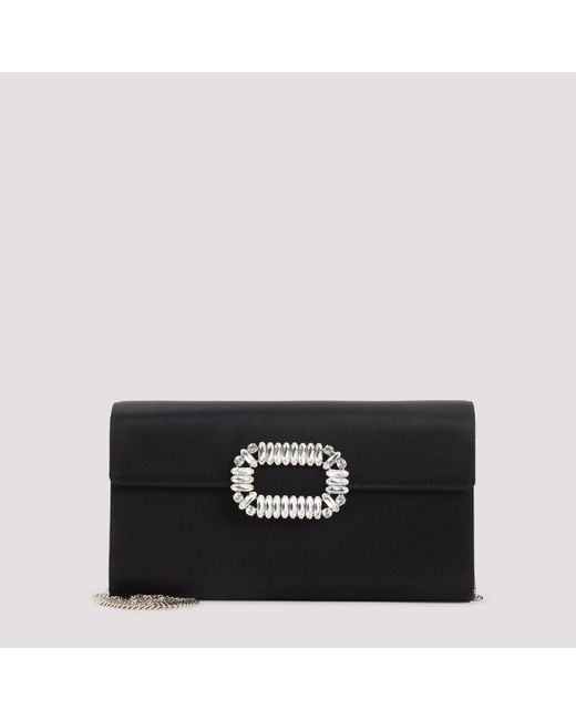 Roger Vivier Black Envelope Flap Sexy Choc Buckle Clutch