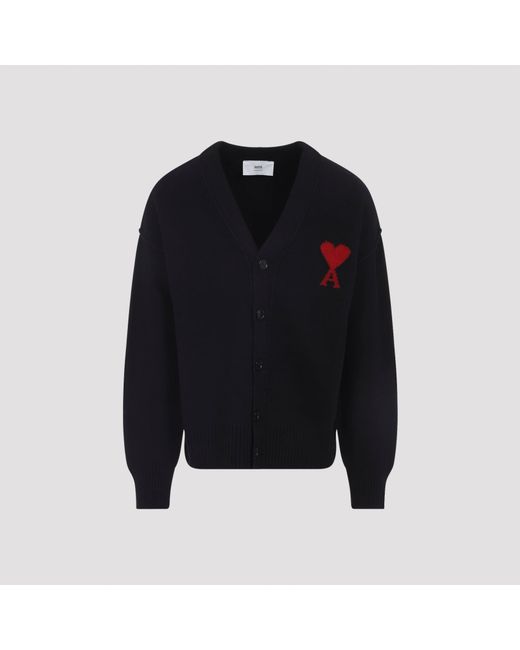 AMI Black Adc Cardigan for men