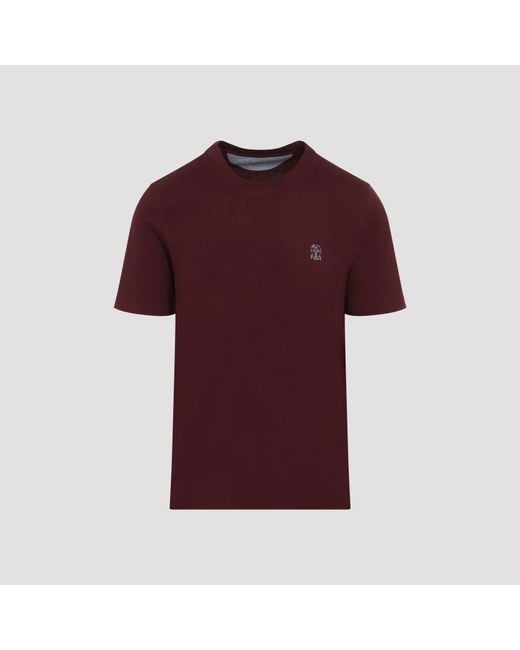 Brunello Cucinelli Red Cotton T-Shirt for men