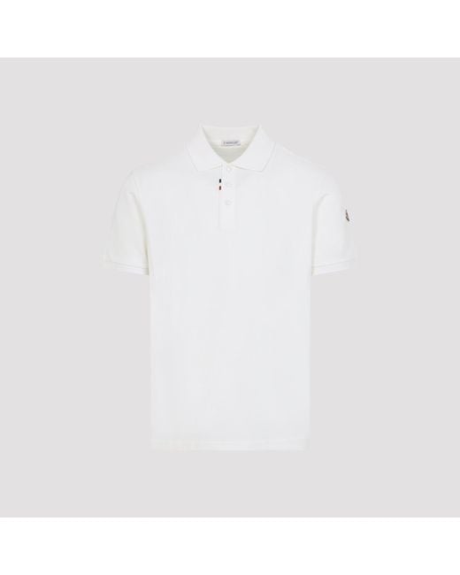 Moncler White Cotton Polo for men