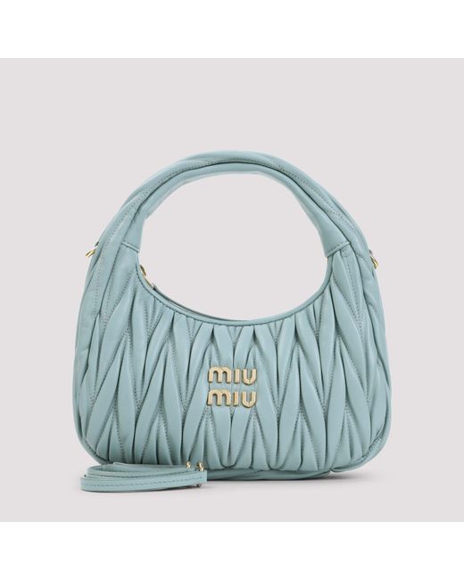 Miu Miu Blue Wander Matelass Hobo Bag