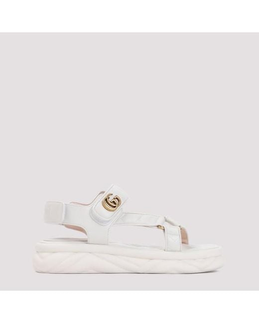 Gucci White Marmont Flat Sandals