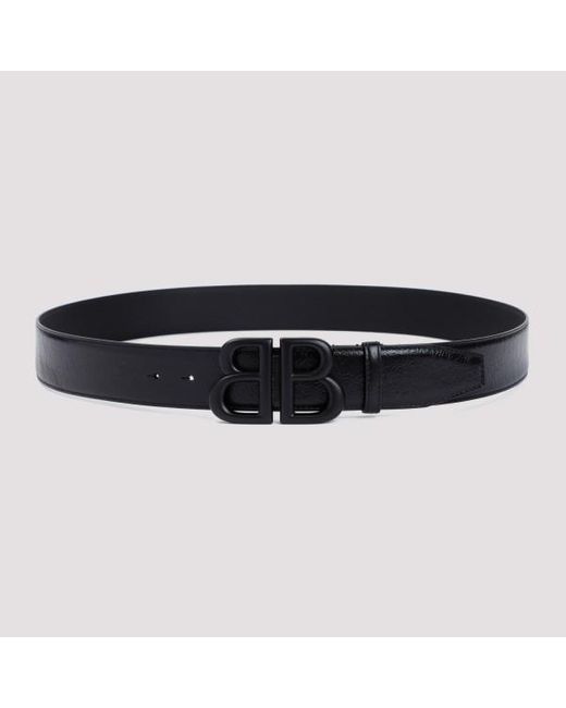 Balenciaga Black Grained Leather Monaco Belt for men