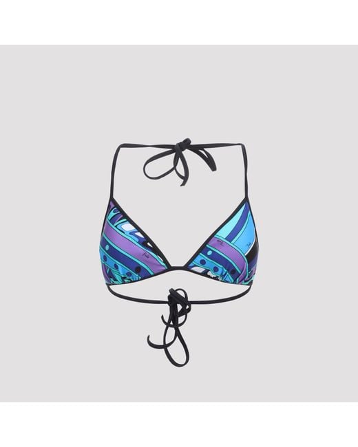 Emilio Pucci Blue Triangle Bikini Top