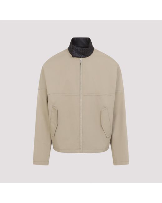 Bottega Veneta Natural Intrecciato Collar Zip Jacket for men