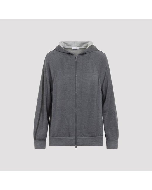Brunello Cucinelli Gray Full Zip Monile Sweatshirt