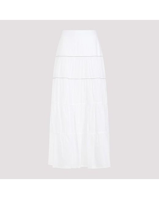 Peserico White Monile Voile Cotton Skirt