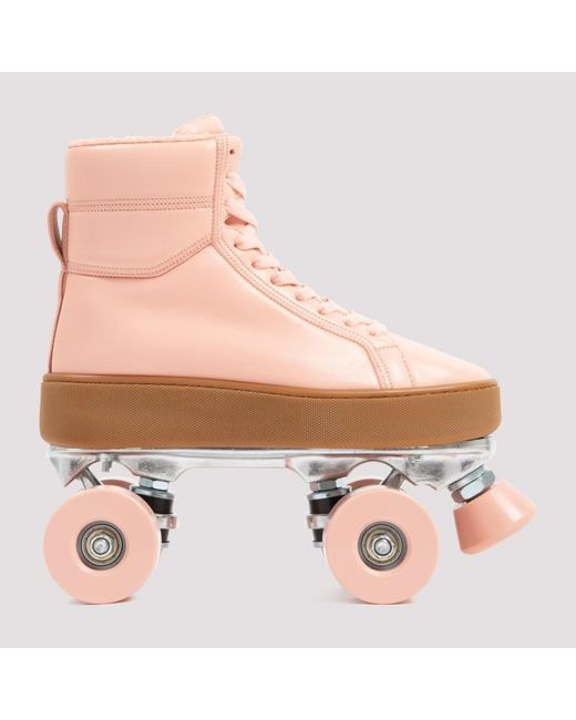 Bottega Veneta Pink Quilt Leather Roller Skates