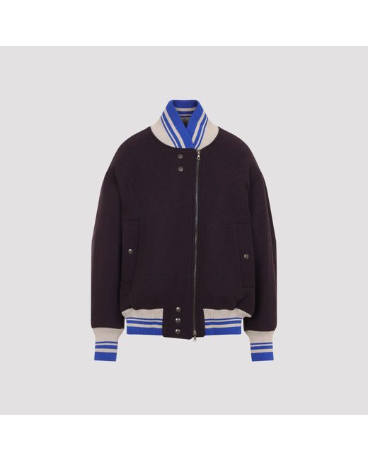 Dries Van Noten Blue Wool Bomber Jacket For