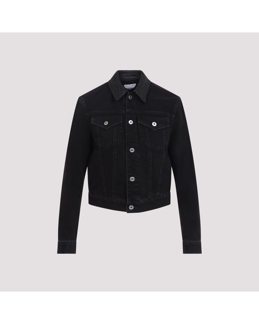 Bottega Veneta Black Intrecciato Collar Denim Jacket