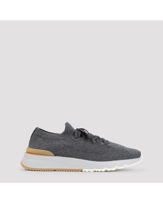 Brunello Cucinelli Gray Cotton Sneakers for men