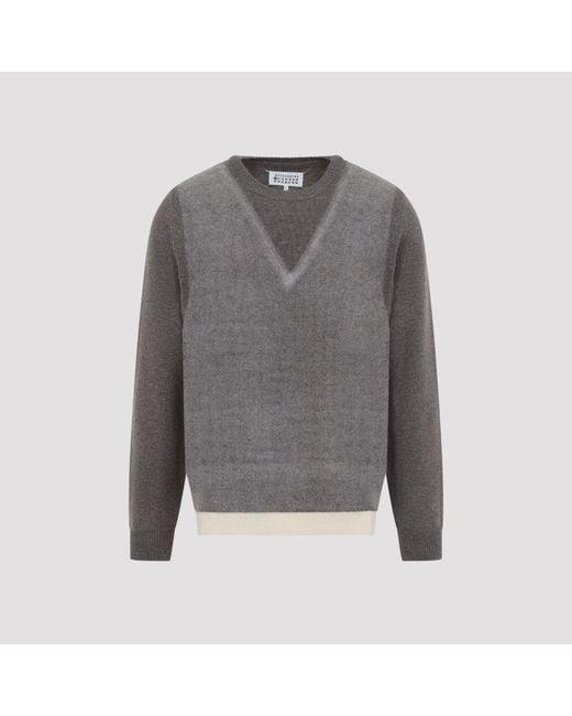 Maison Margiela Gray Fused Knit Sweater for men