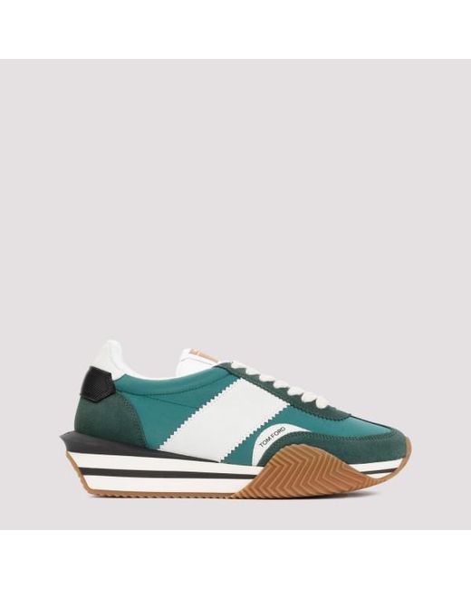 Tom Ford Green Calf Leather Sneakers for men