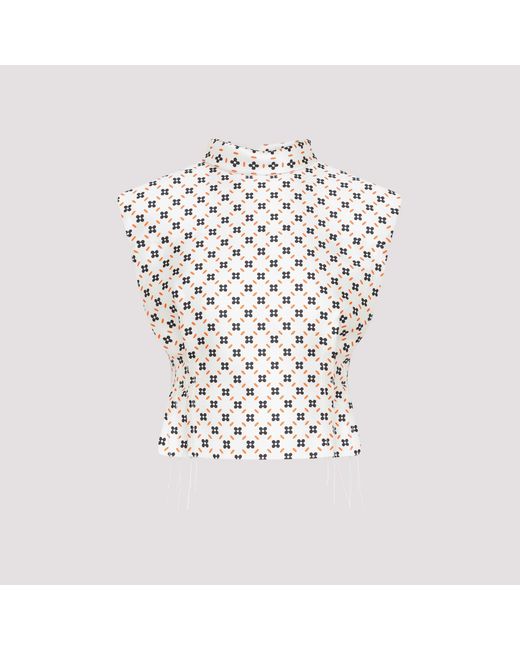 Lanvin White Cropped Sleeveless Top