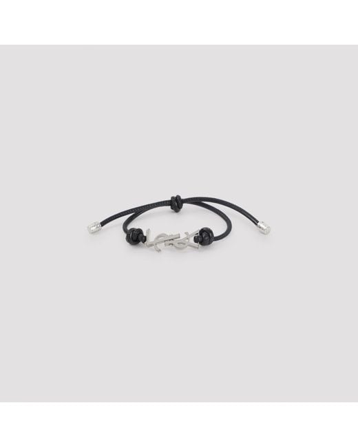 Saint Laurent Metallic Leather And Metal Bracelet for men