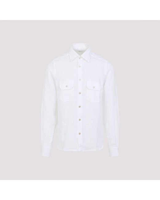 Kiton White Linen Shirt for men