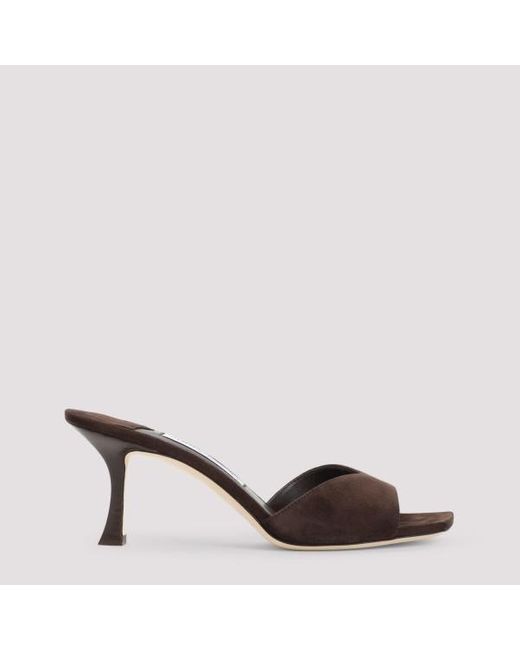 Jimmy Choo Brown Skye 70 Suede Mules