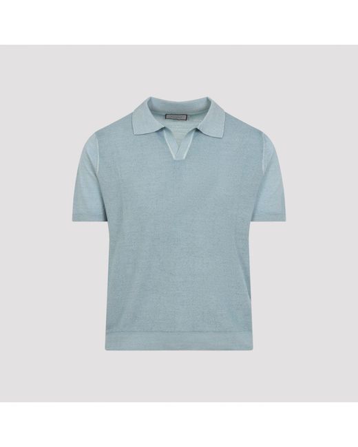 Canali Blue Wool And Silk Polo for men