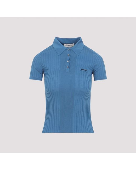 Miu Miu Blue Wool Polo