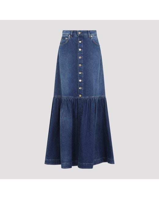 Dolce & Gabbana Blue Long Denim Skirt For