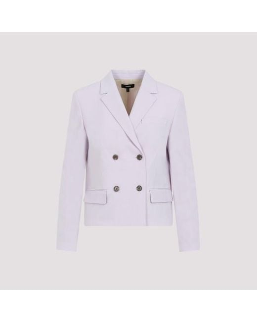 Theory Purple Lilac Sky Wool Square Double Breasted Jacket