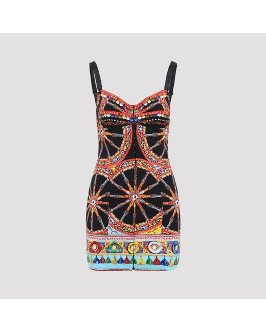 Dolce & Gabbana Red Carretto Charmeuse Mini Dress For
