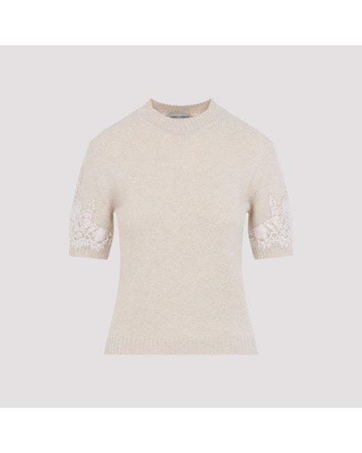Alberta Ferretti Natural Knit T-Shirt