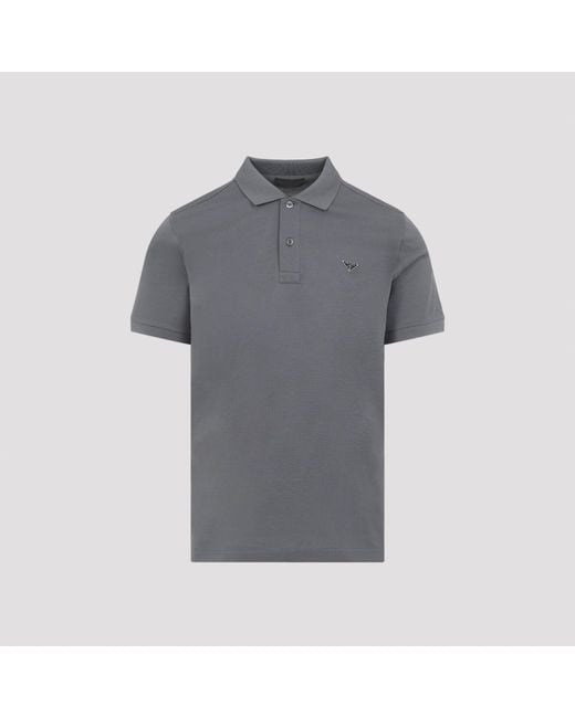 Prada Gray Cotton Polo for men
