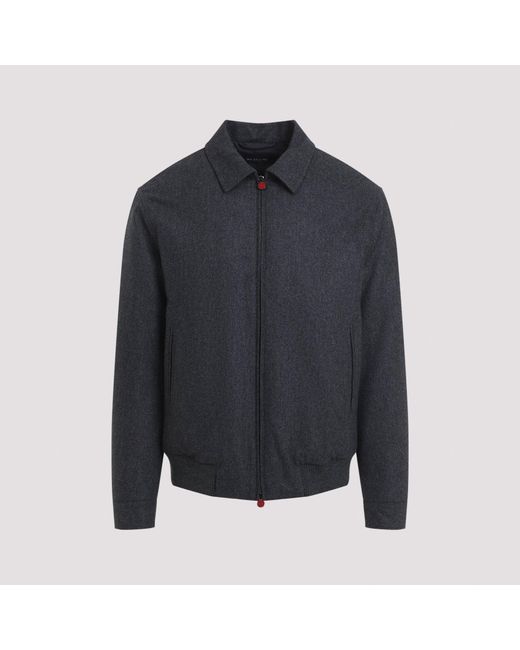 Kiton Blue Classic Biker Bomber Jacket for men